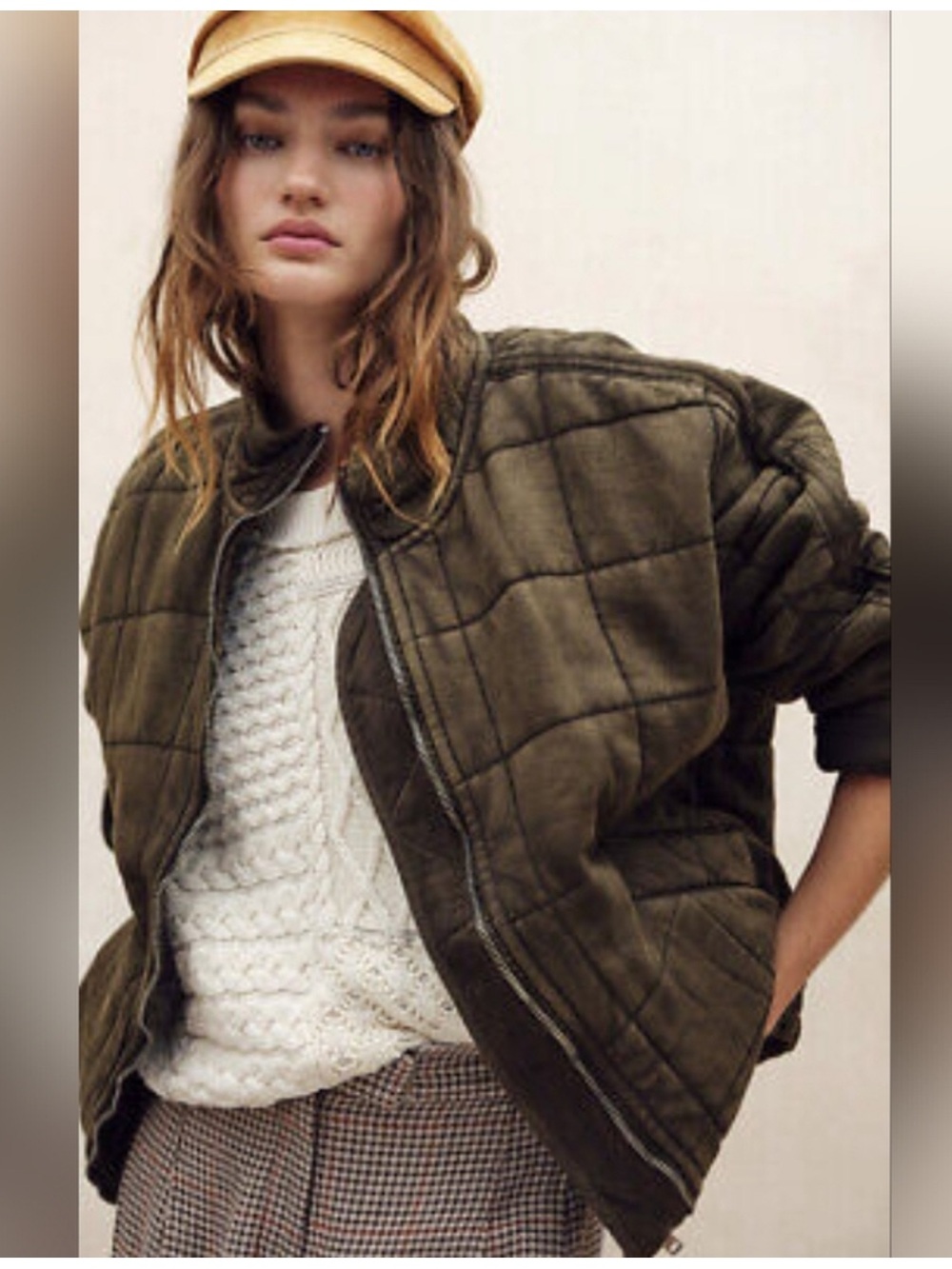 Free People Dolman Quilted Knit Jacket Medium Army Green - Picture 9 of 9